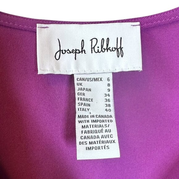 Joseph Ribkoff Purple Zip Front Short Sleeve Jersey Top Size 6 - Picture 6 of 6